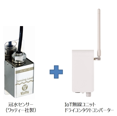 冠水センサーとIoT無線ユニット　ドライコンタクトコンバーター