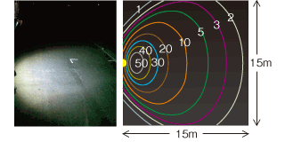 LC-3300SC90Dの点灯イメージと照度分布図
