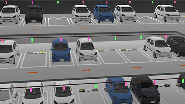 招き灯一体型の在車検知センサーによる空き車室への車両誘導 車両誘導(中規模施設向け)