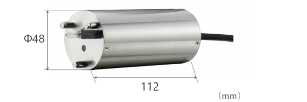 コンパクトサイズ　SS計(散乱光方式)  TS-MxS-Dのサイズ　直径48 X 長さ112mm