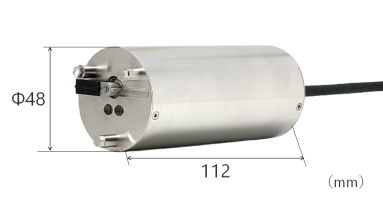 コンパクトサイズ　濁度計(散乱光方式)  TSC-10-Dのサイズ　直径48 X 長さ112mm